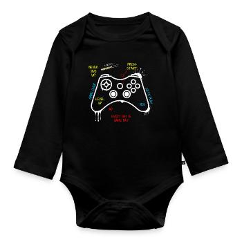 Gamer Controller Graffiti - Baby Bio-Langarm-Body - Schwarz - Vorne