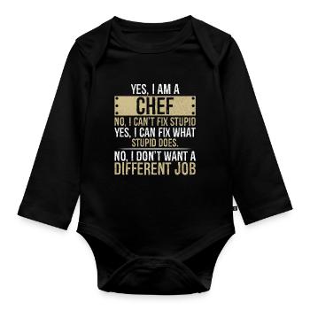 je suis CHEF non je ne peux pas réparer bête - Body Bébé bio manches longues - noir - Devant