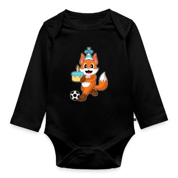 Fox Anniversaire Football - Body Bébé bio manches longues - noir - Devant