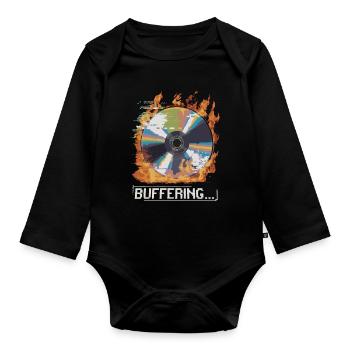 Pufferung... Flamingo Glitched CD Retro Design - Baby Bio-Langarm-Body - Schwarz - Vorne