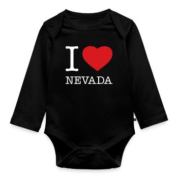 I LOVE NEVADA - Organic Longsleeve Baby Bodysuit - black - Front