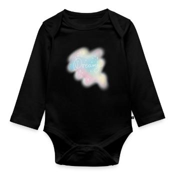 Dreamy – Pastell Aquarell Ästhetik - Baby Bio-Langarm-Body - Schwarz - Vorne