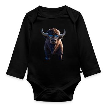 Bison Bison d'Amérique Bovins sauvages Buffles Bisons d'Amérique - Body Bébé bio manches longues - noir - Devant