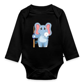 Elefant Billiard Queue - Baby Bio-Langarm-Body - Schwarz - Vorne