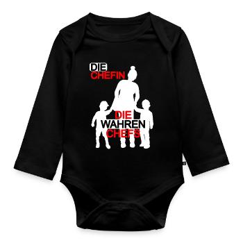 Mutter Sohn Partnerlook Muttertag Mama Söhne - Baby Bio-Langarm-Body - Schwarz - Vorne
