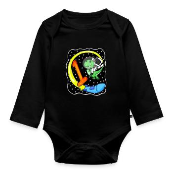 Numéro 1 Numéro Un - Motif Dinosaure - Body Bébé bio manches longues - noir - Devant