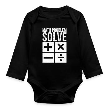 math problem solve - Organic Longsleeve Baby Bodysuit - black - Front