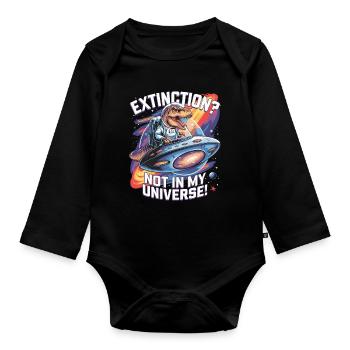 Extinction? Pas dans mon univers - Dino Astronaut - Body Bébé bio manches longues - noir - Devant