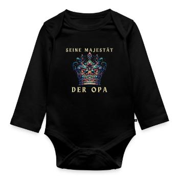 Seine Majestät der Opa Krone - Baby Bio-Langarm-Body - Schwarz - Vorne