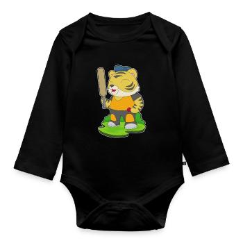 Tiger Cricket Cricketschläger - Baby Bio-Langarm-Body - Schwarz - Vorne