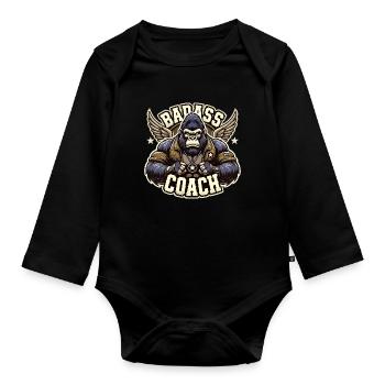Knallharter Trainer Coach Gorilla Geschenk - Baby Bio-Langarm-Body - Schwarz - Vorne