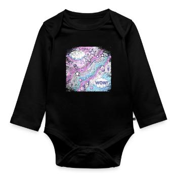 Pop Art Style Frayed Edge - Organic Longsleeve Baby Bodysuit - black - Front