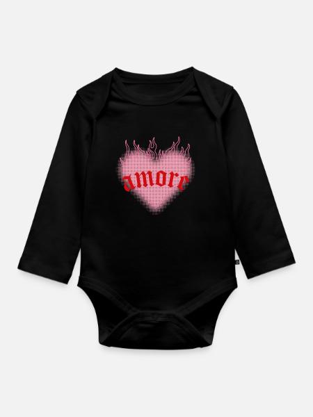 Brennende Liebe - Baby Bio-Langarm-Body - Schwarz