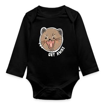 Get Away – Funny, annoyed animal motif - Organic Longsleeve Baby Bodysuit - black - Front