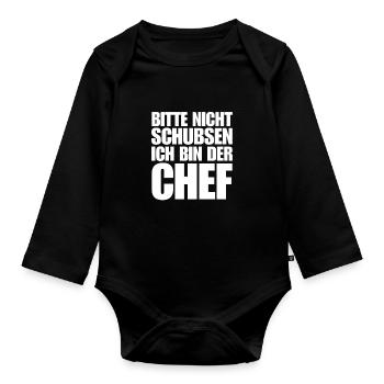 lustiger chef spruch bester stolzer chef humor - Baby Bio-Langarm-Body - Schwarz - Vorne