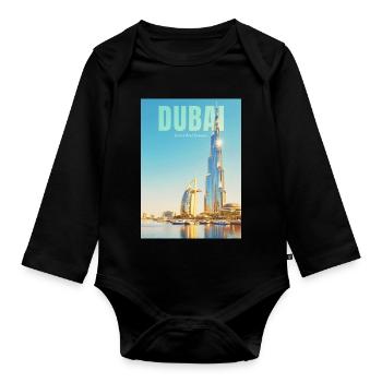 Dubai Skyline – Desert Metropolis - Organic Longsleeve Baby Bodysuit - black - Front