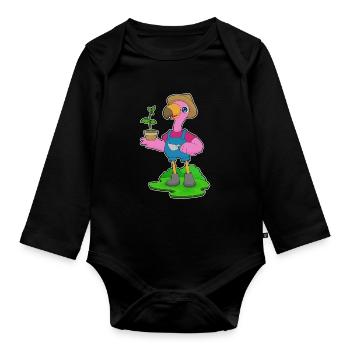 Flamingo Farmer Seedling Farm - Organic Longsleeve Baby Bodysuit - black - Front