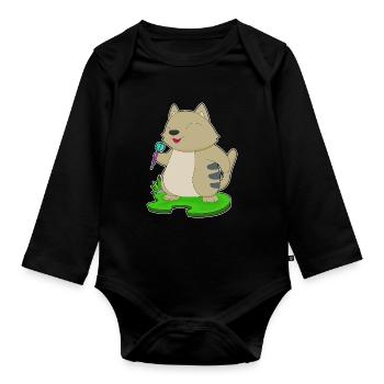 Katze Dart Dartpfeil - Baby Bio-Langarm-Body - Schwarz - Vorne