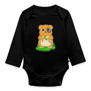 Hamster Dart Dartpfeil - Organic Longsleeve Baby Bodysuit - black - Front