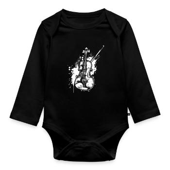 Violon drôle - Body Bébé bio manches longues - noir - Devant