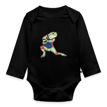 Frog Volleyball Player Volleyball - Organic Longsleeve Baby Bodysuit - black - Front