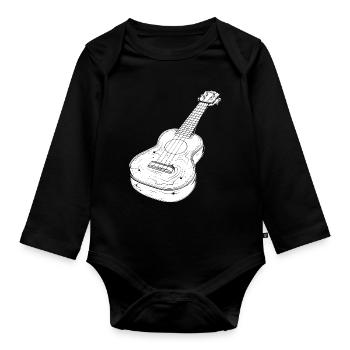 Ukulele Drawing - Organic Longsleeve Baby Bodysuit - black - Front