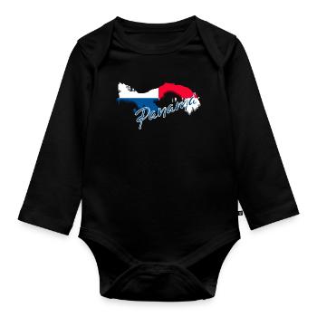 Flag of Panama, map flag of Panama - Organic Longsleeve Baby Bodysuit - black - Front