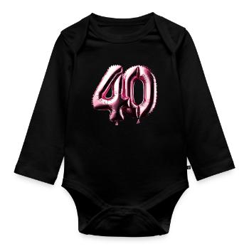 40 Jahre Pink Luftballon Folienballon Geschenk - Baby Bio-Langarm-Body - Schwarz - Vorne