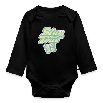 Stay True – Soft Pastel Retro - Organic Longsleeve Baby Bodysuit - black - Front