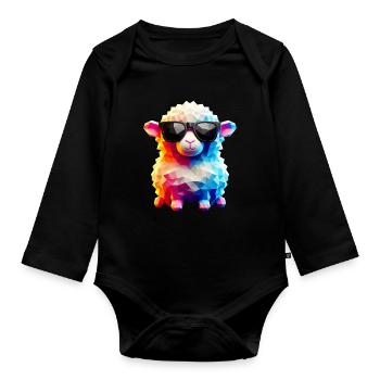 Cool Sheepskin Sunglasses - Organic Longsleeve Baby Bodysuit - black - Front