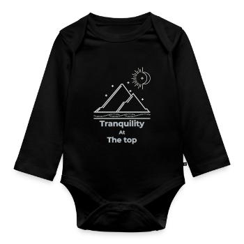 Tranquility at the top slow living - Organic Longsleeve Baby Bodysuit - black - Front