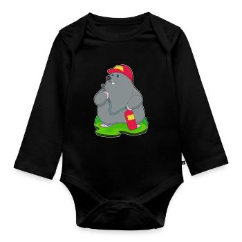Mole Firefighter Fire Extinguisher - Organic Longsleeve Baby Bodysuit - black - Front