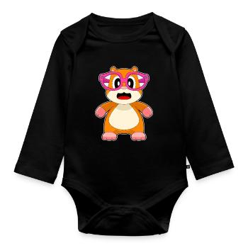 Hamster Brille - Baby Bio-Langarm-Body - Schwarz - Vorne