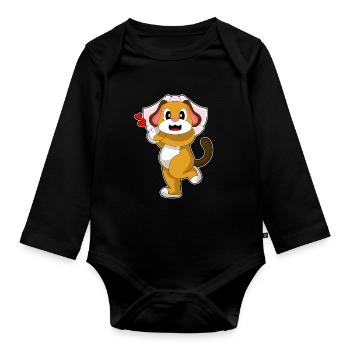 Chien Voile de mariée Mariage - Body Bébé bio manches longues - noir - Devant