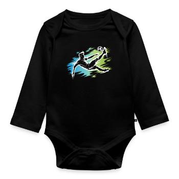 Dynamic Soccer Player - Soccer Bicycle Kick - Organic Longsleeve Baby Bodysuit - black - Front