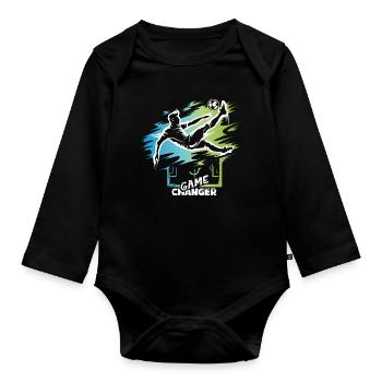 Game Changer - Icône de conception du coup de pied aérien de football - Body Bébé bio manches longues - noir - Devant