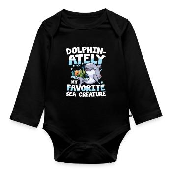 Dolphin-ately My Favorite Sea Creature - Baby Bio-Langarm-Body - Schwarz - Vorne