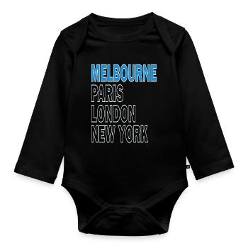 Tennis Turnier Melbourne Paris London New York - Baby Bio-Langarm-Body - Schwarz - Vorne