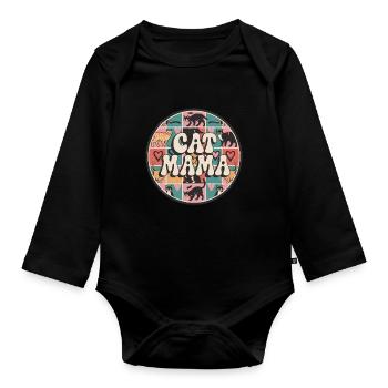 Cat Mama Passion pour les chats et les leurs - Body Bébé bio manches longues - noir - Devant