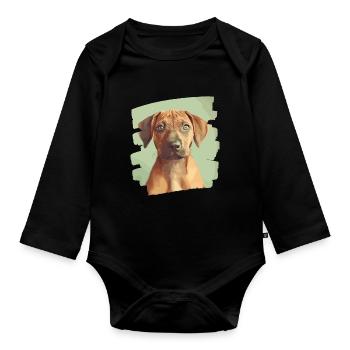 Rhodesian Ridgeback - Baby Bio-Langarm-Body - Schwarz - Vorne