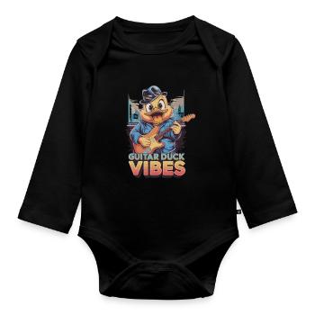 Guitar Duck vibes for every musician who - Organic Longsleeve Baby Bodysuit - black - Front