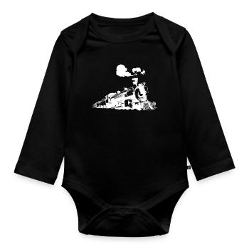 Dampflokomotive - Baby Bio-Langarm-Body - Schwarz - Vorne
