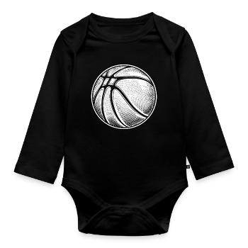 Basketball Ball Skizze - Baby Bio-Langarm-Body - Schwarz - Vorne