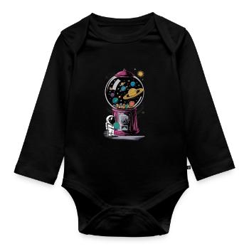 Chewing Gum Machine Astronaut Planet Universe - Organic Longsleeve Baby Bodysuit - black - Front