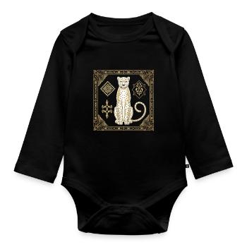 Cheetah Art: Elegance and Style in Golden - Organic Longsleeve Baby Bodysuit - black - Front