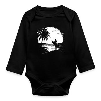 Croquis de fille surfeuse - Body Bébé bio manches longues - noir - Devant