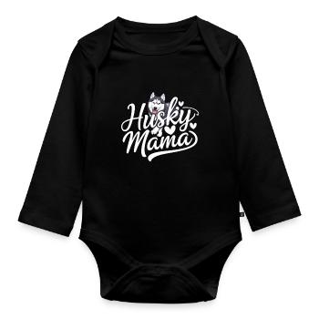 Husky Mama - Compagnon affectueux pour husky - Body Bébé bio manches longues - noir - Devant