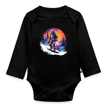 Snowboarding 80s - Organic Longsleeve Baby Bodysuit - black - Front