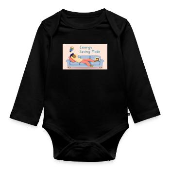Ich bin nicht faul ich bin im Energiesparmodus - Baby Bio-Langarm-Body - Schwarz - Vorne