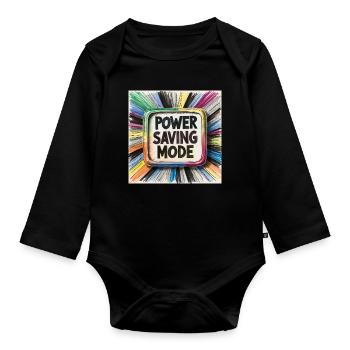 Power Saving Mode - Organic Longsleeve Baby Bodysuit - black - Front